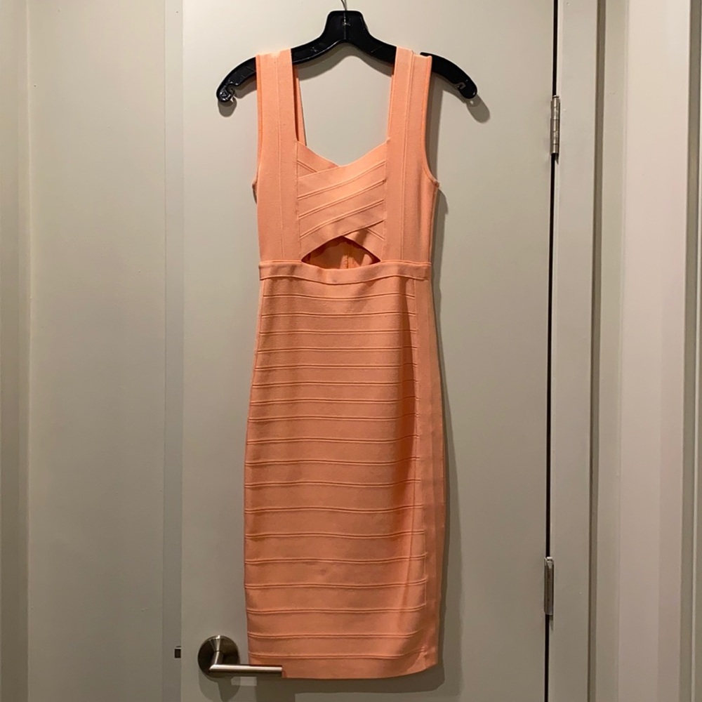 Salmon pink bodycon dress